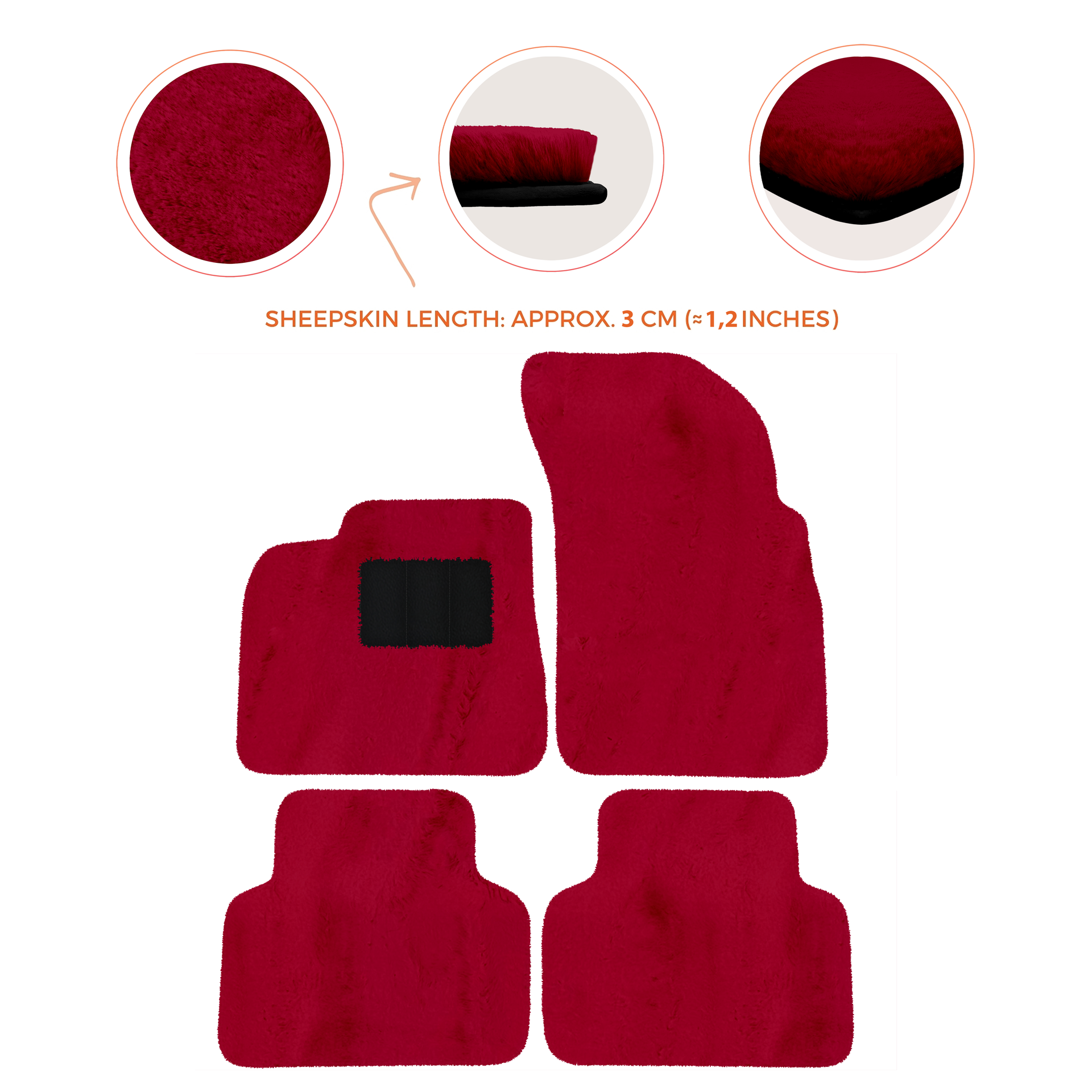 Premium Sheepskin Floor Mats for Lamborghini Countach 1974-1990