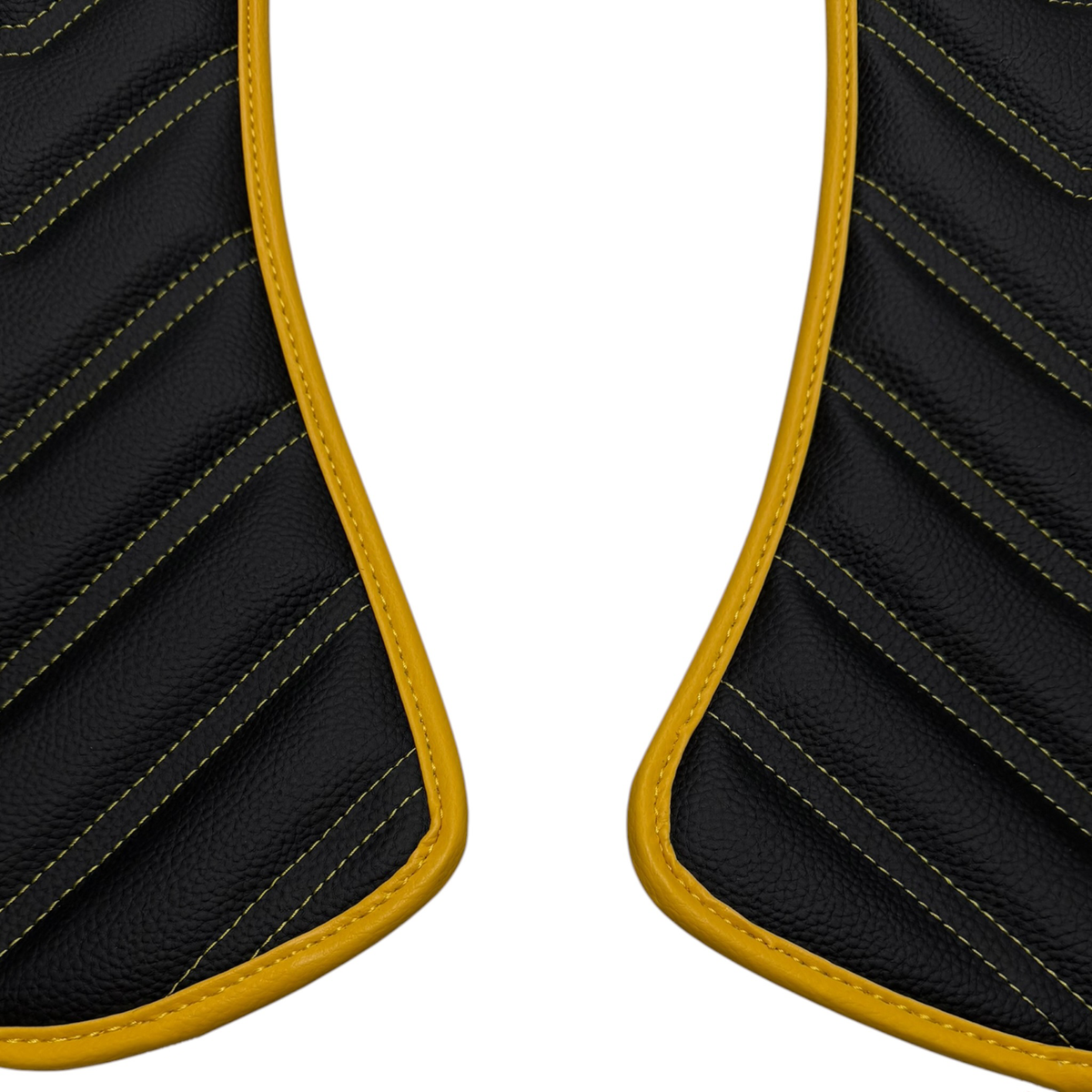 Black Leather Floor Mats for Ferrari Roma (2021-2027) Yellow Sewing