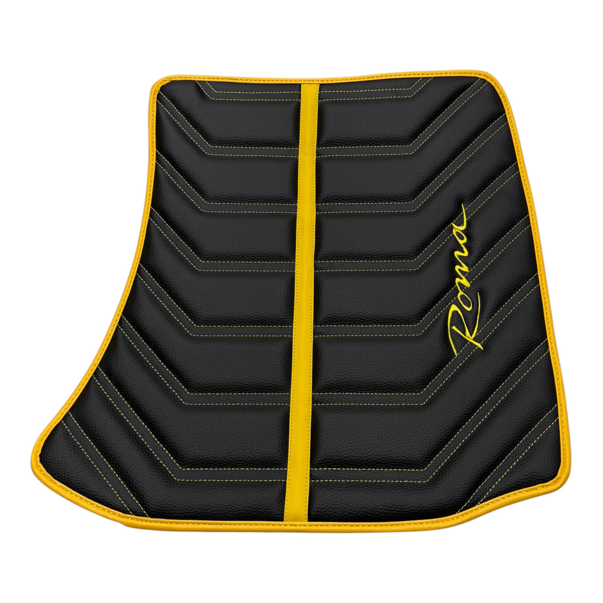 Black Leather Floor Mats for Ferrari Roma (2021-2027) Yellow Sewing