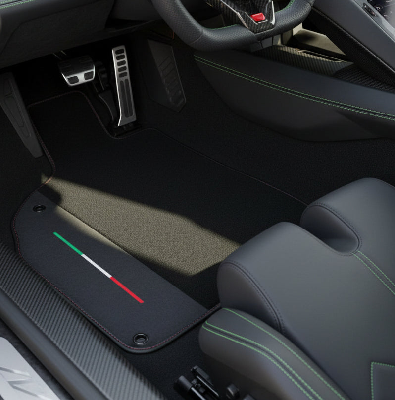 Dopasowane czarne Dywaniki samochodowe dla Lamborghini Sian (2020-2022) z Alcantara