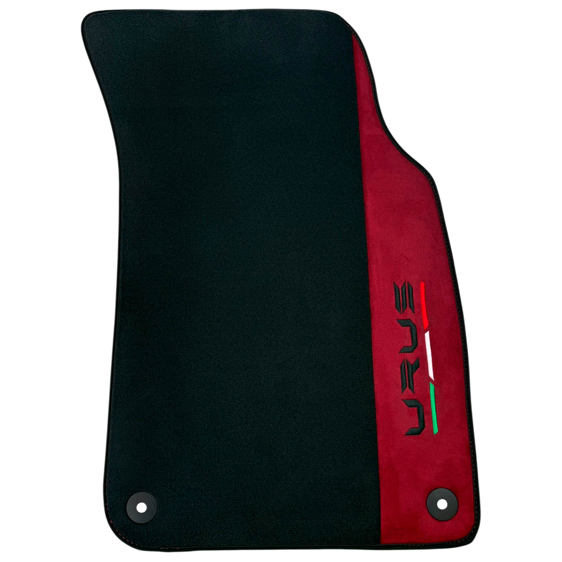 Black Floor Mats for Lamborghini Urus with Bordeaux Alcantara Leather