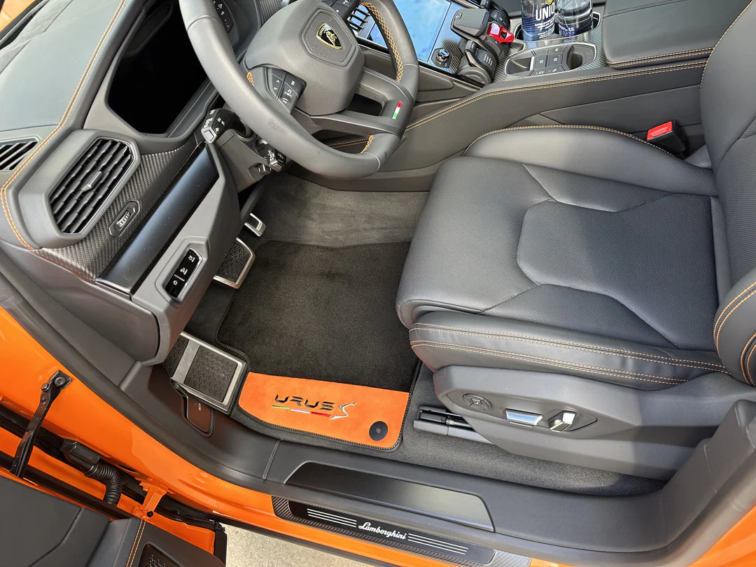 Customizable Leather Floor Mats with Symmetrical Hex Pattern for Ferrari 488 Spider (2016-2022) - AutoWin