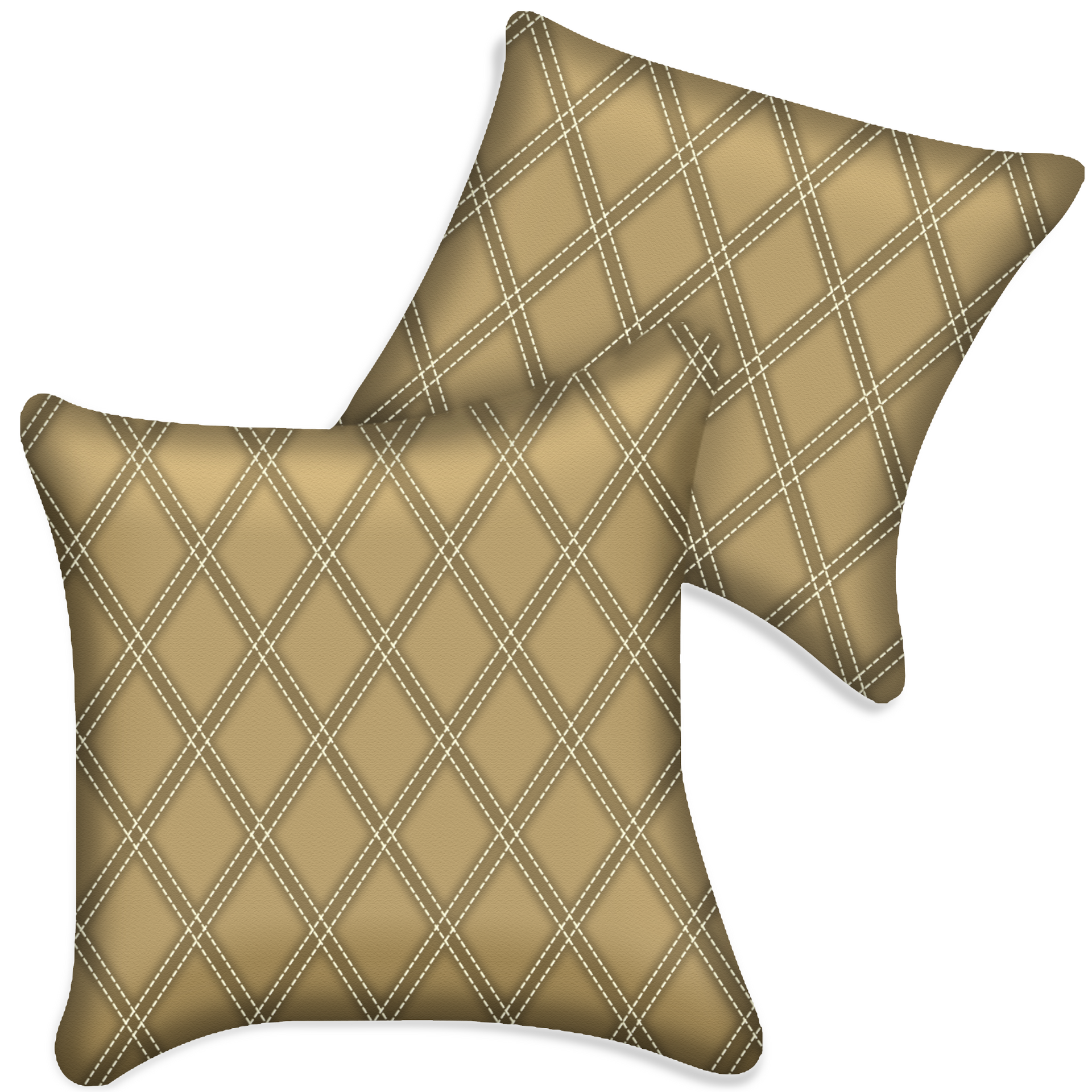 Customizable Beige Leather Pillows Set of 2 for All Vehicles | Double Diamond Pattern