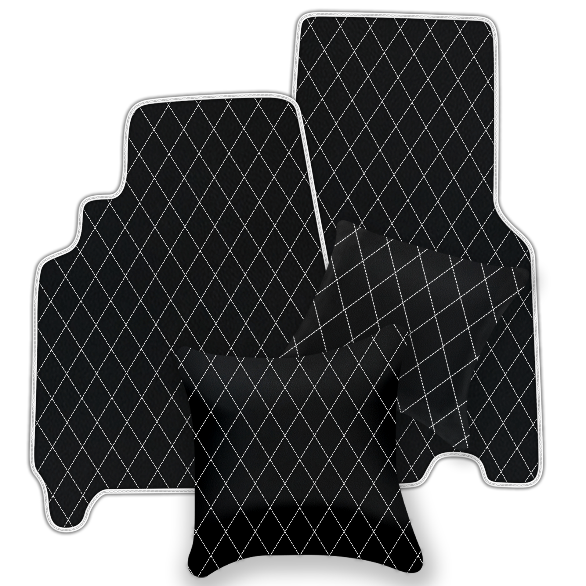 Customizable Leather Floor Mats with Double Diamond Pattern for Ferrari 550 Maranello (1996-2002) - AutoWin