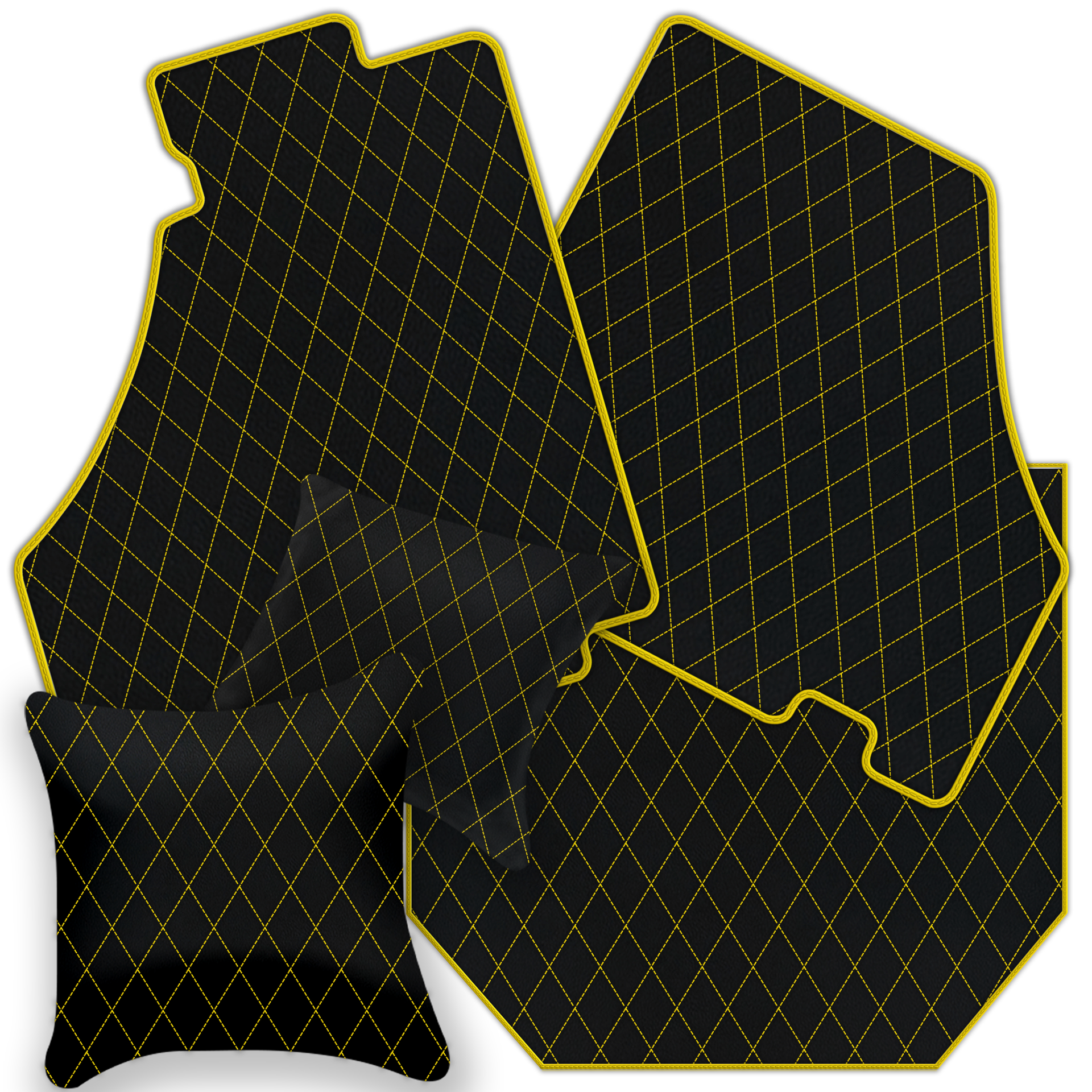 Black Floor Mats For Ferrari 360 Modena 1999-2005 With Red Alcantara Leather - AutoWin