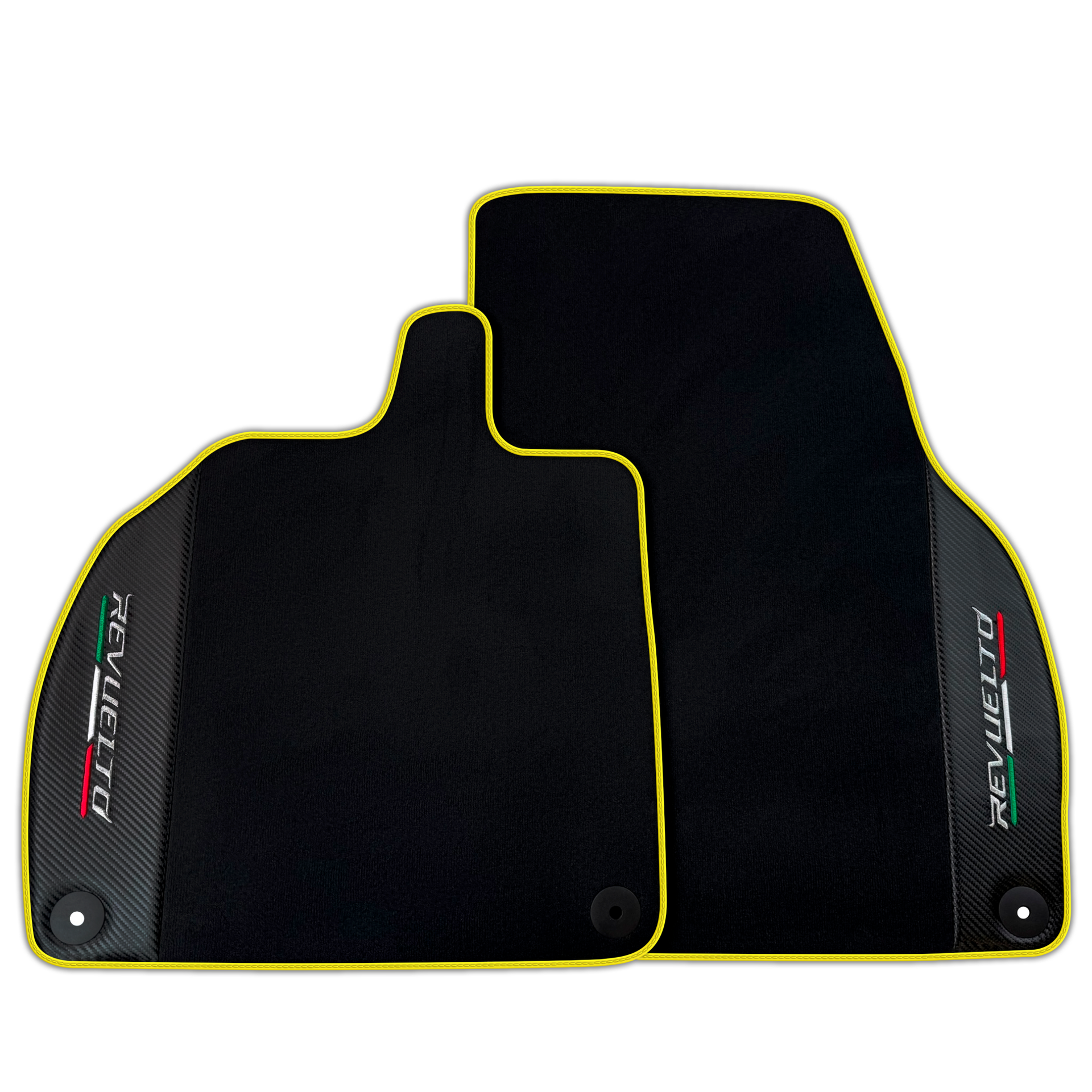 Black Floor Mats with Carbon Fiber for Lamborghini Revuelto (2024-2025) | Various Trim Colors