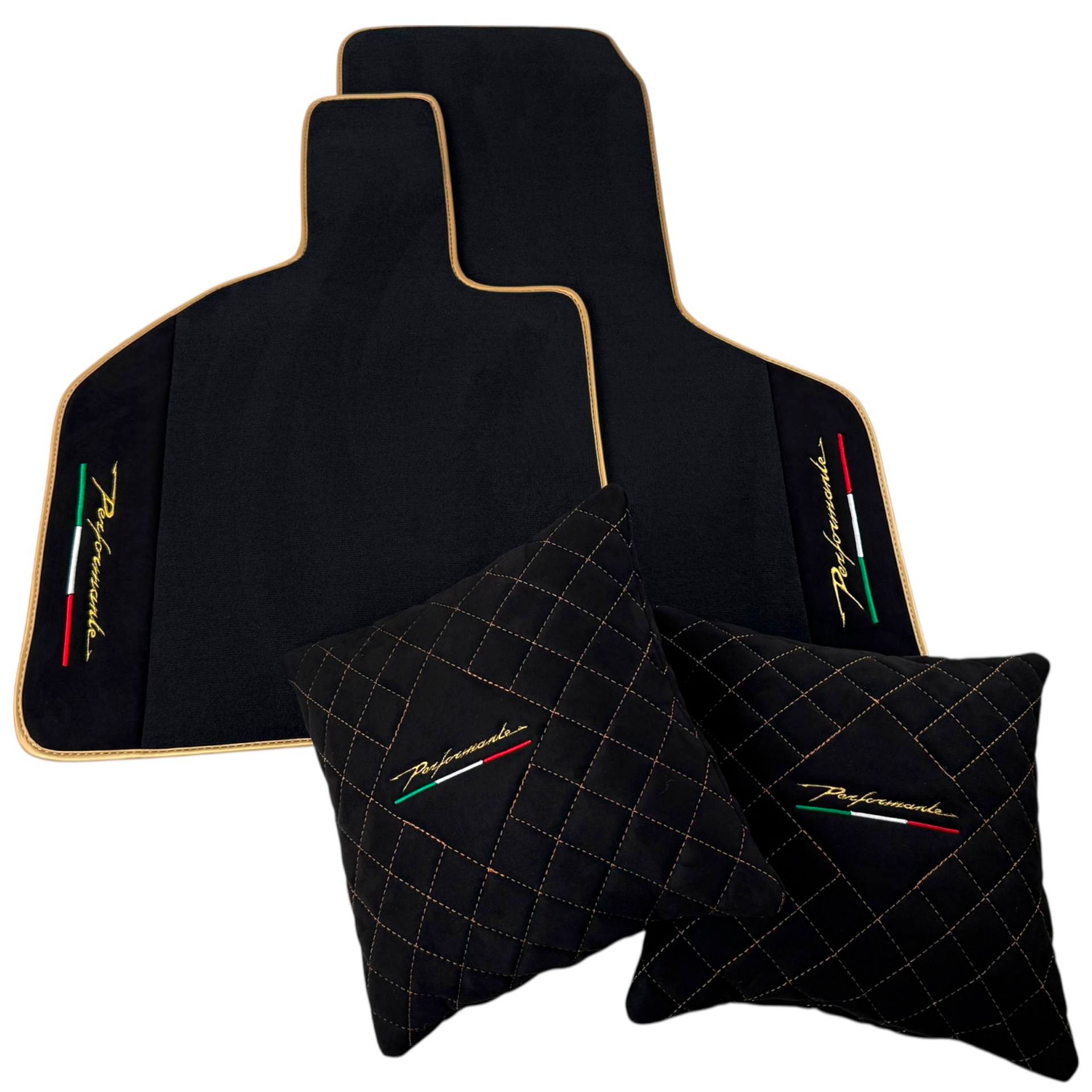 Black Carpet Mats for Lamborghini Huracan | Alcantara Pillows
