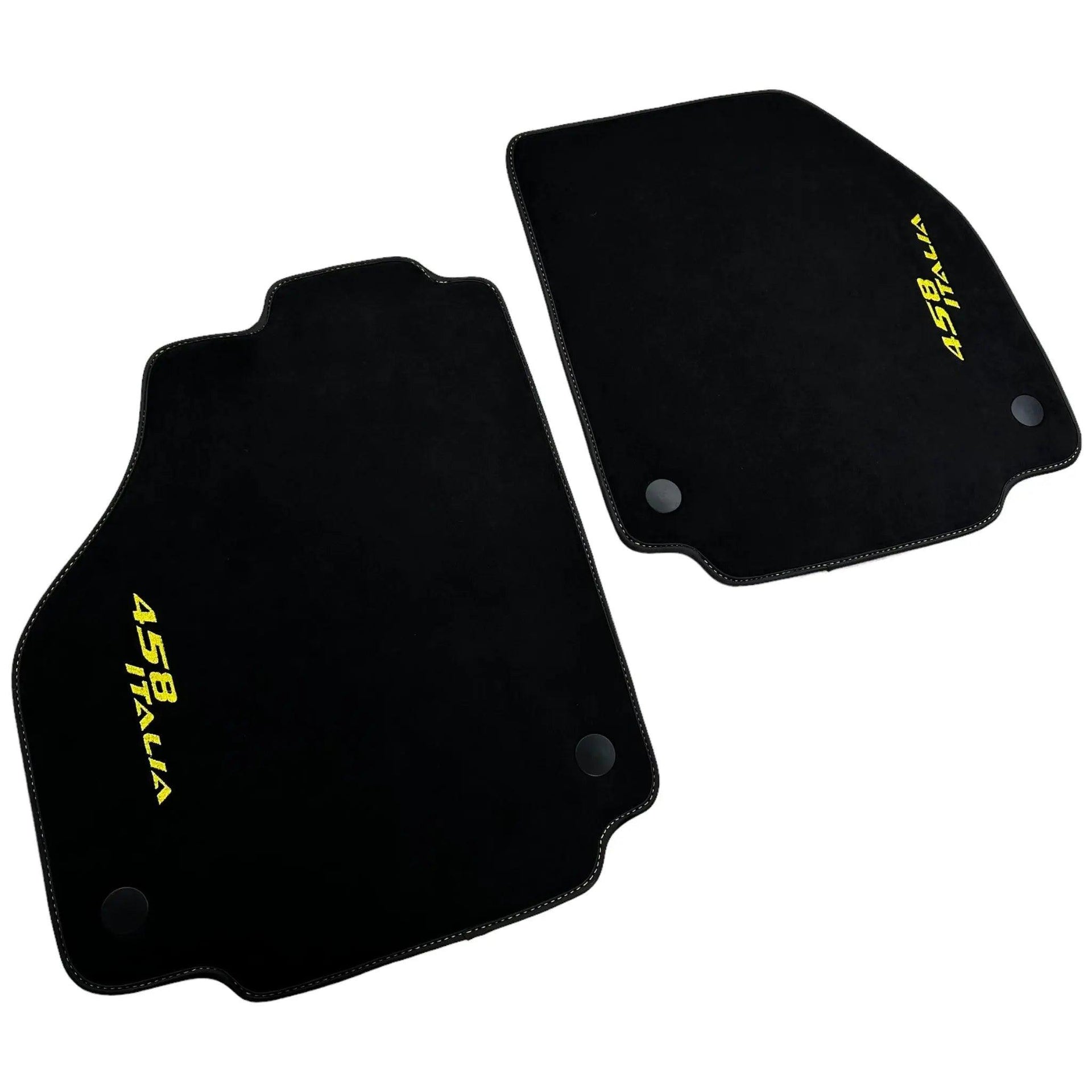 Alcantara Black Floor Mats For Ferrari 458 Italia (2009-2015) Yellow - AutoWin