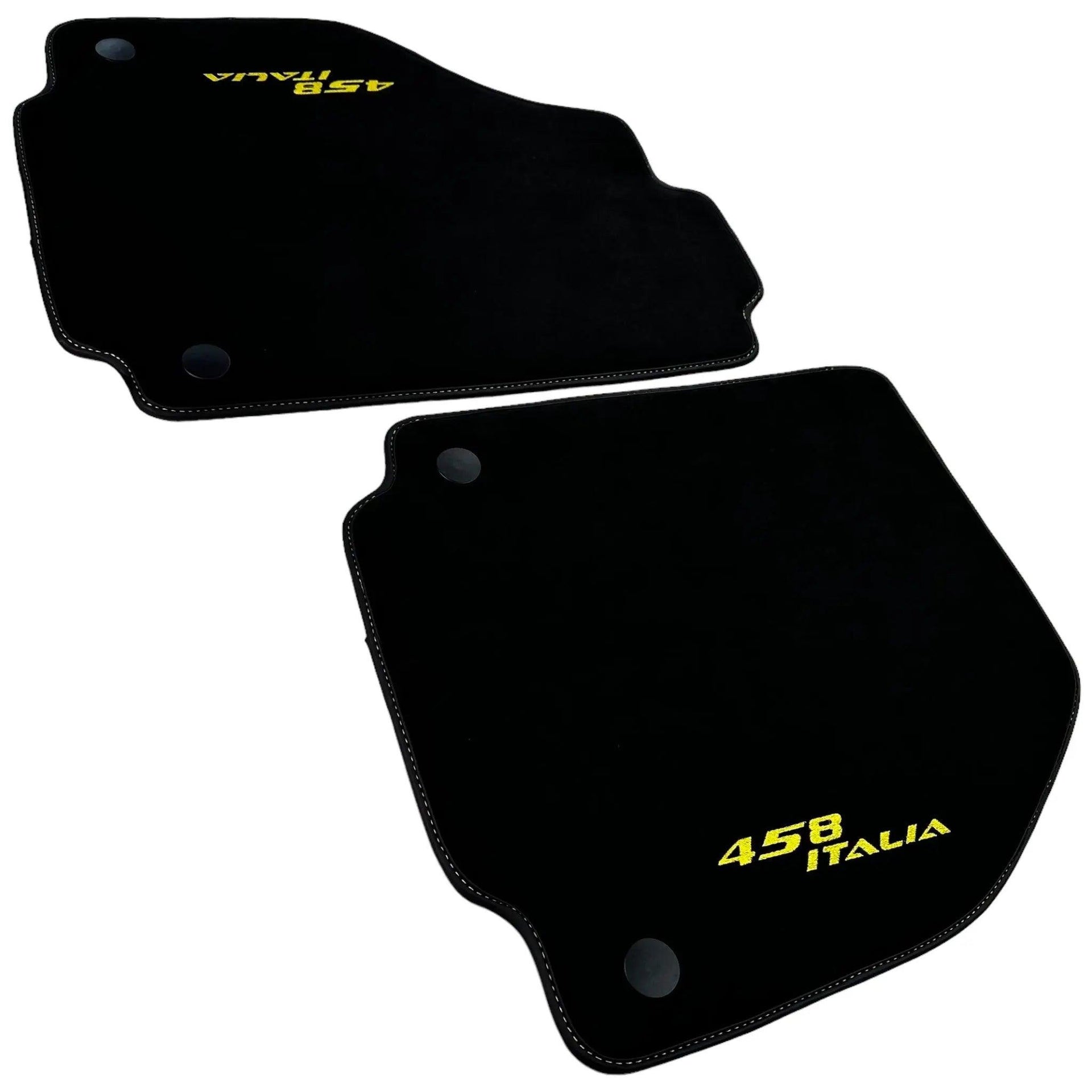 Alcantara Black Floor Mats For Ferrari 458 Italia (2009-2015) Yellow - AutoWin