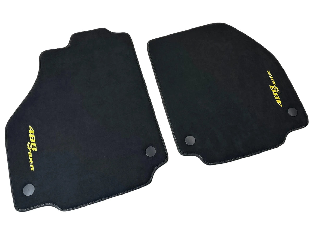 Alcantara Floor Mats for Ferrari 488 Spider 2016-2022 Yellow Sewing - AutoWin