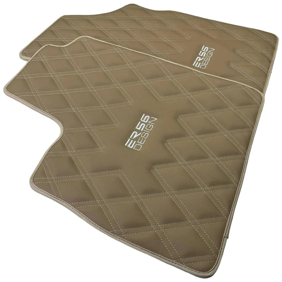 Beige Floor Mats for Bentley Continental GT (2018–2023) with Leather | ER56 Design - AutoWin