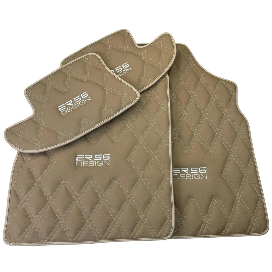 Beige Floor Mats for Bentley Continental GT (2018–2023) with Leather | ER56 Design - AutoWin