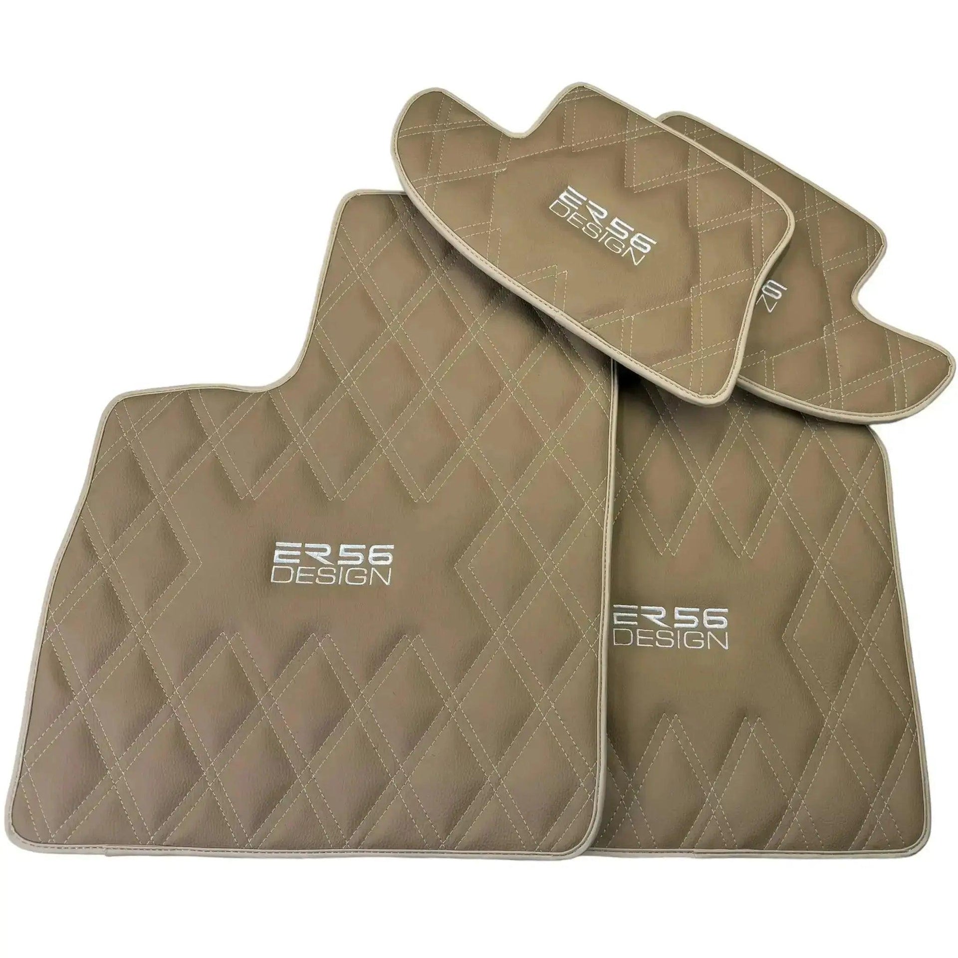 Beige Floor Mats for Bentley Continental GTC (2006–2011) with Leather | ER56 Design - AutoWin
