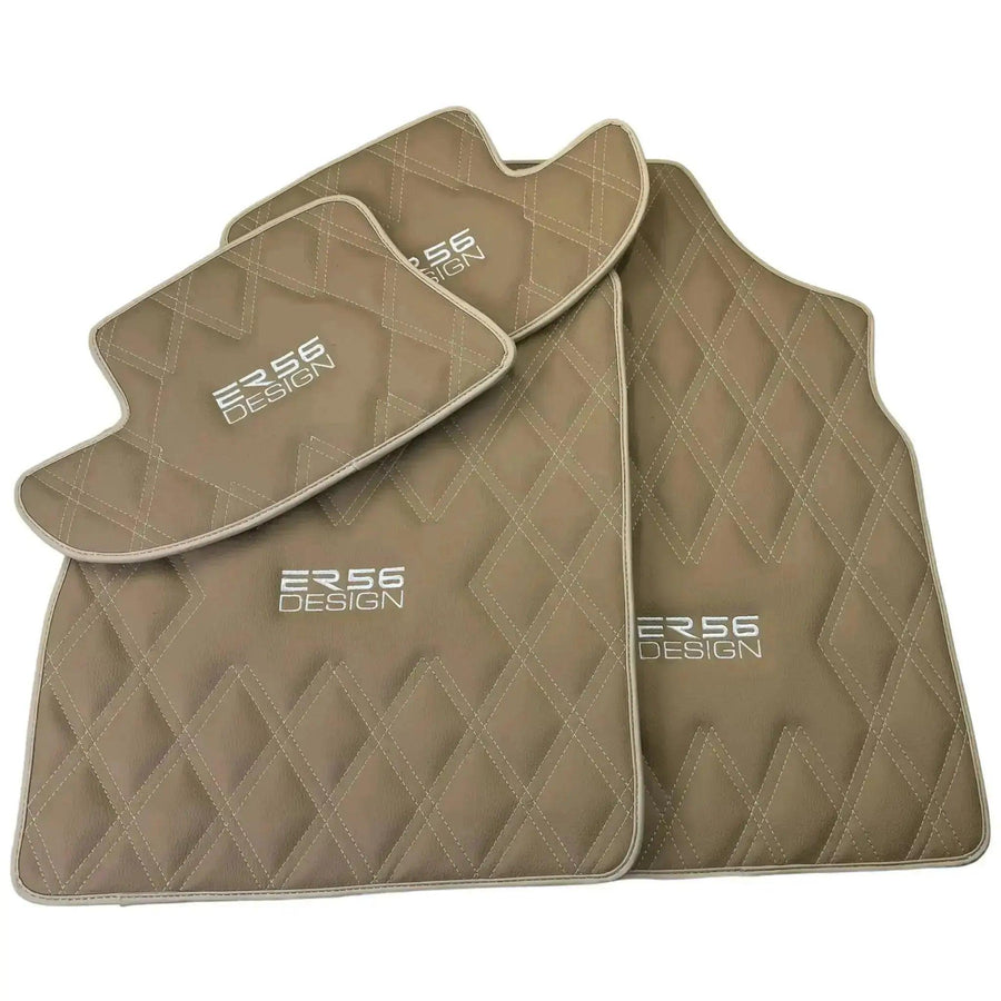 Beige Floor Mats for Bentley Continental GTC (2011–2018) with Leather | ER56 Design - AutoWin
