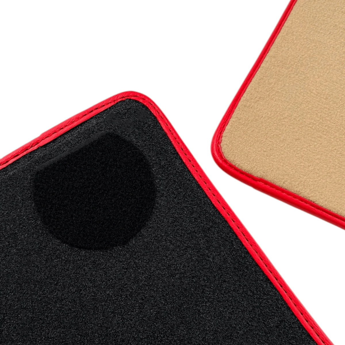 Beige Floor Mats for Ferrari 296 GTB (2022-2027) with Beige Nappa Leather | Red Trim