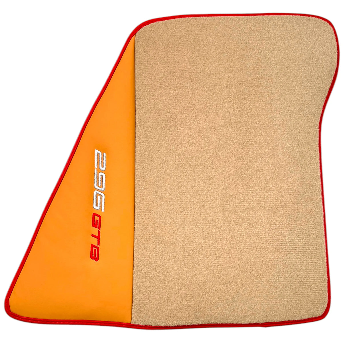 Beige Floor Mats for Ferrari 296 GTB (2022-2027) with Beige Nappa Leather | Red Trim