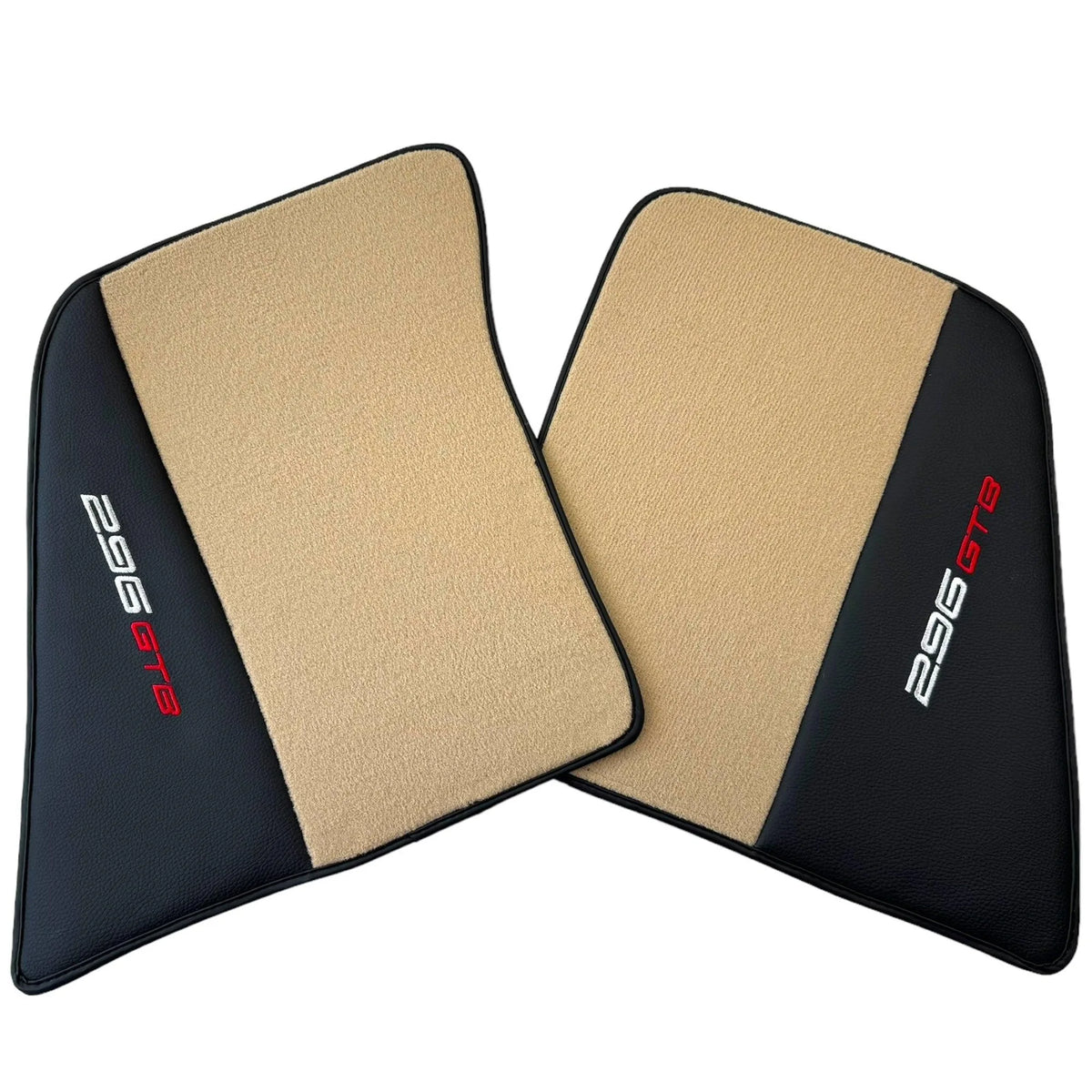 Beige Floor Mats for Ferrari 296 GTB (2022-2027) with Leather - AutoWin