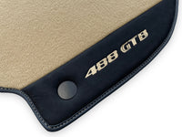 Beige Floor Mats For Ferrari 488 GTB 2016-2022 Carpets With Alcantara Leather - AutoWin