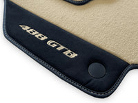 Beige Floor Mats For Ferrari 488 GTB 2016-2022 Carpets With Alcantara Leather - AutoWin