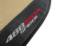 Beige Floor Mats For Ferrari 488 Pista Spider 2019-2021 With Carbon Fiber Leather - AutoWin
