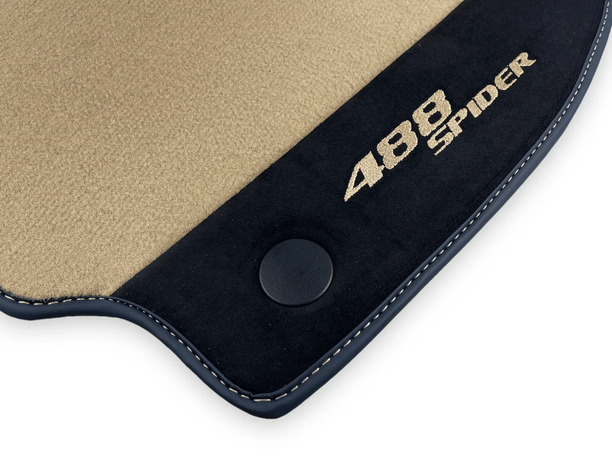 Beige Floor Mats For Ferrari 488 Spider 2015-2022 With Alcantara Leather - AutoWin
