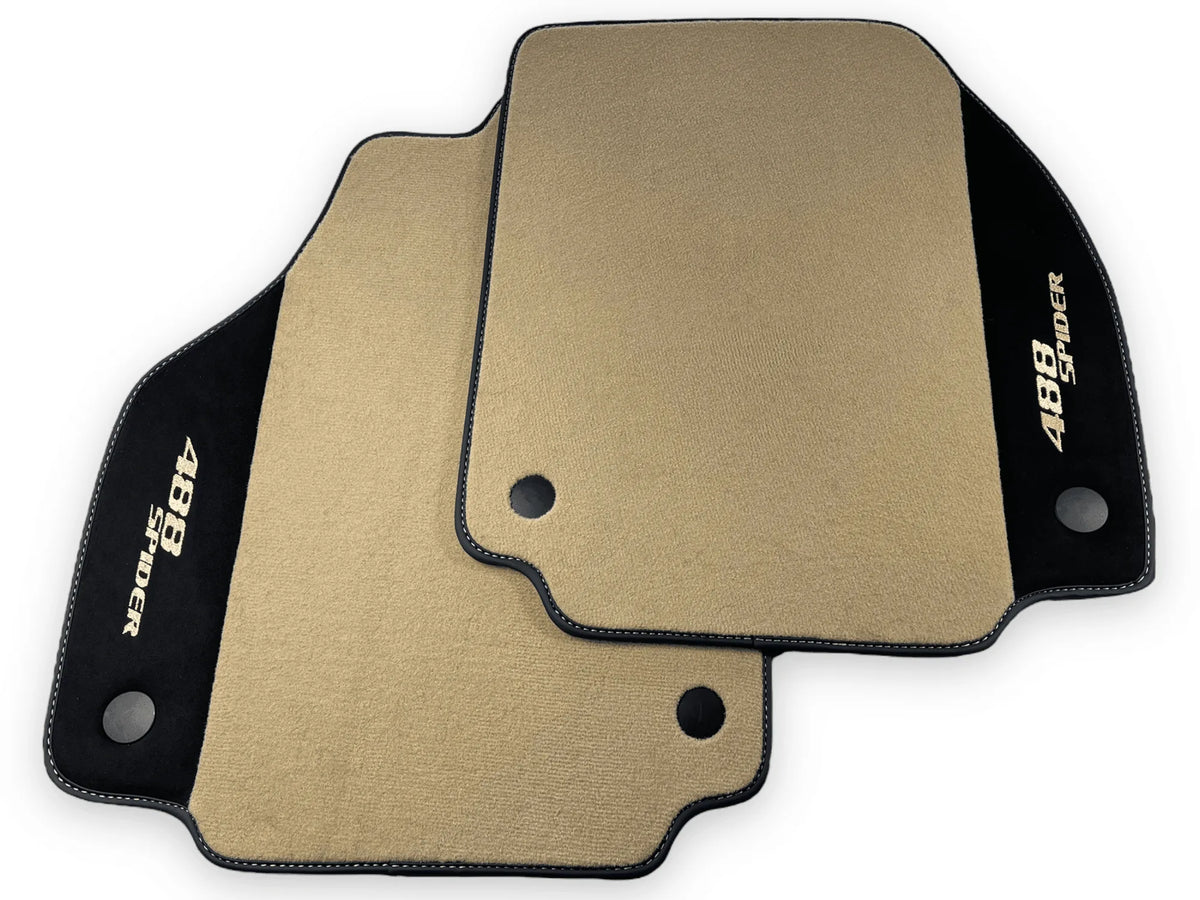 Beige Floor Mats For Ferrari 488 Spider 2015-2022 With Alcantara Leather - AutoWin