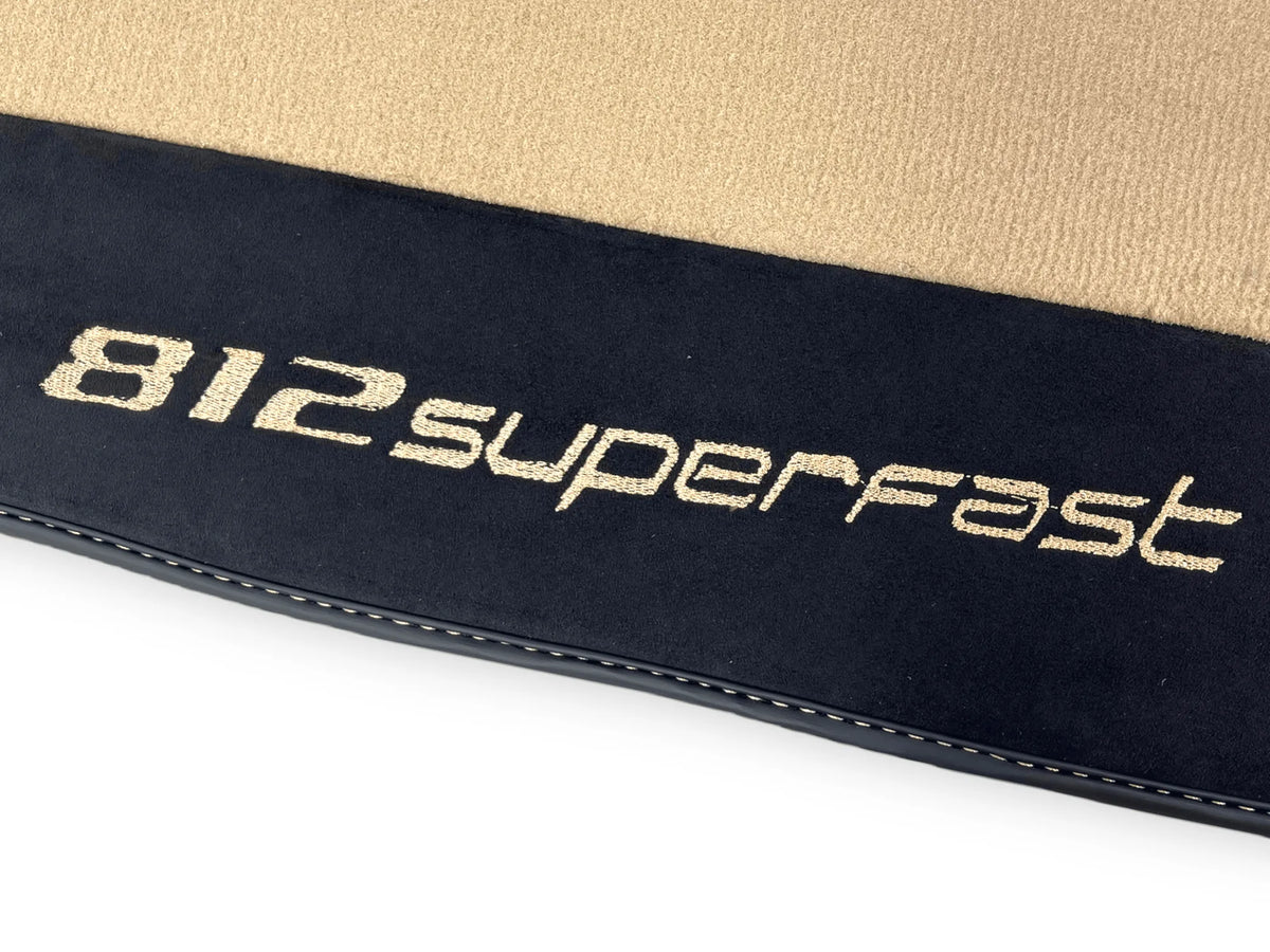 Beige Floor Mats For Ferrari 812 Superfast With Alcantara Leather - AutoWin