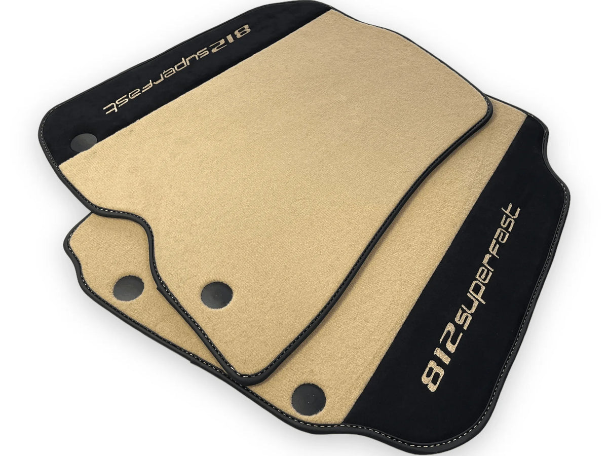 Beige Floor Mats For Ferrari 812 Superfast With Alcantara Leather - AutoWin