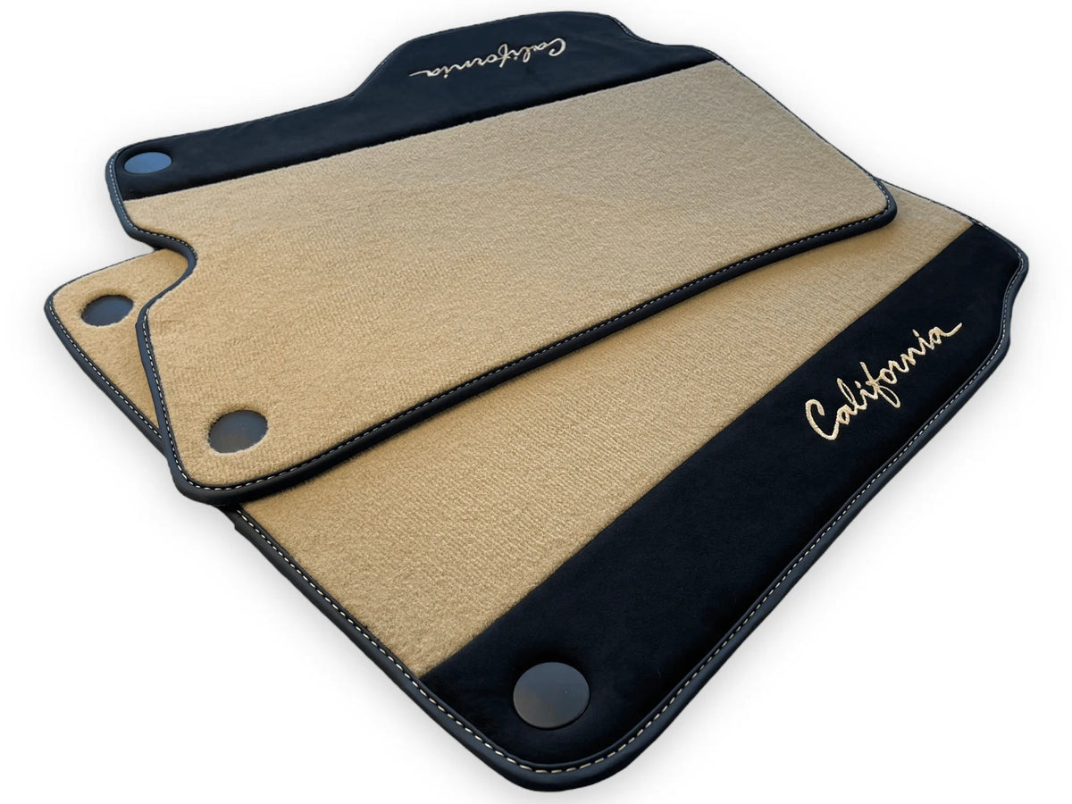 Beige Floor Mats For Ferrari California 2008-2014 With Alcantara - AutoWin