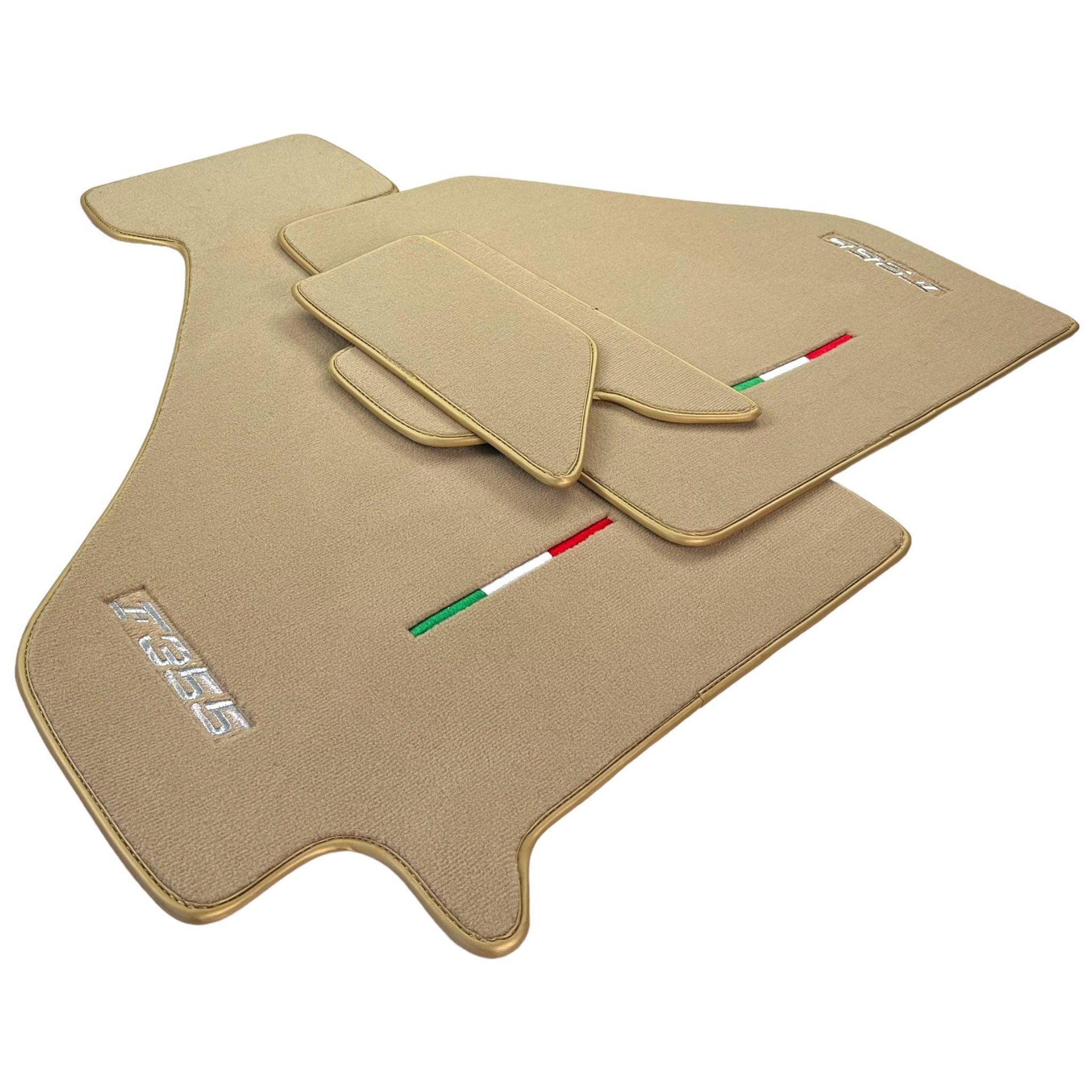 Beige Floor Mats For Ferrari F355 1994-1999 | Golden Color Trim - AutoWin