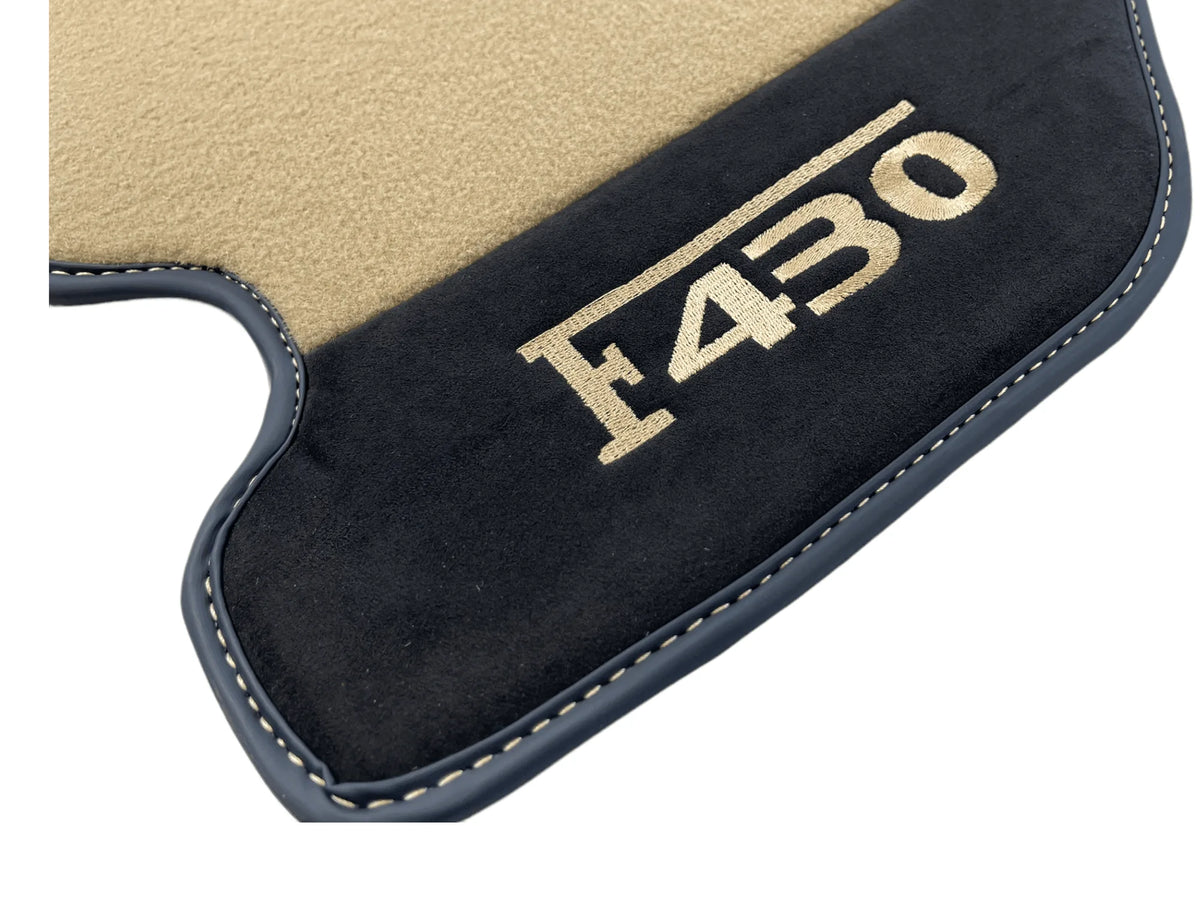 Beige Floor Mats For Ferrari F430 2004-2009 With Alcantara Leather - AutoWin