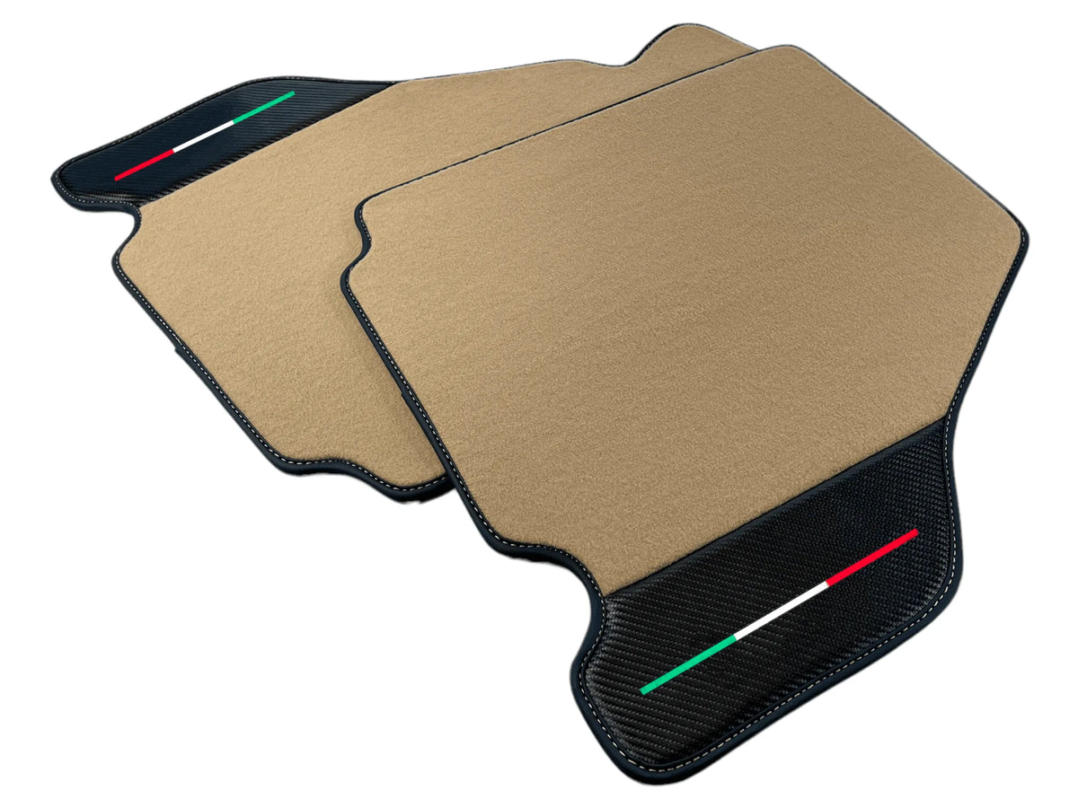 Beige Floor Mats For Ferrari F430 2004-2009 With Carbon Fiber Leather - AutoWin