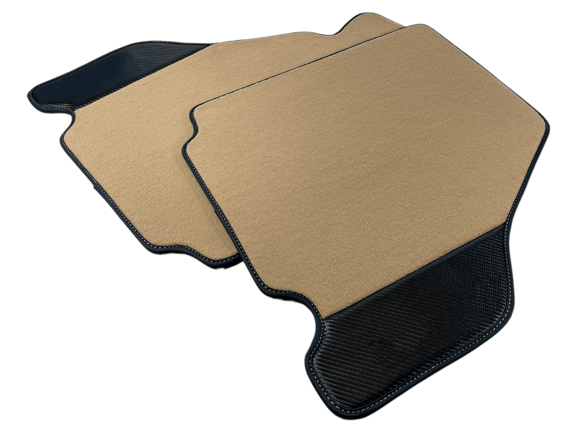 Beige Floor Mats For Ferrari F430 2004-2009 With Carbon Fiber Leather - AutoWin