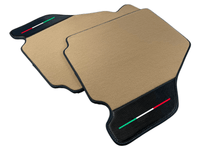 Beige Floor Mats For Ferrari F430 2004-2009 With Carbon Fiber Leather - AutoWin