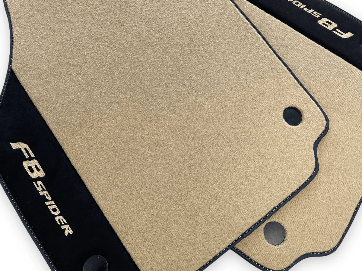 Beige Floor Mats For Ferrari F8 Spider 2019-2022 With Alcantara Leather - AutoWin