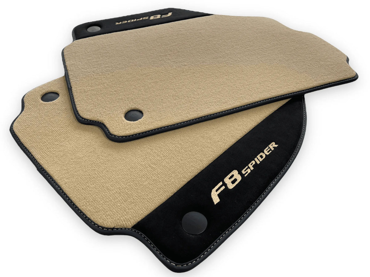 Beige Floor Mats For Ferrari F8 Spider 2019-2022 With Alcantara Leather - AutoWin