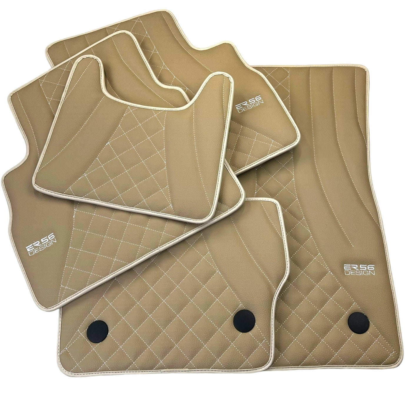 Beige Leather Floor Mats for Mercedes-Benz G Class W461 (1979-2008) ER56 Design - AutoWin