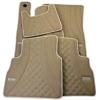 Beige Leather Floor Mats for Mercedes-Benz W463 (2008-2018) ER56 Design - AutoWin