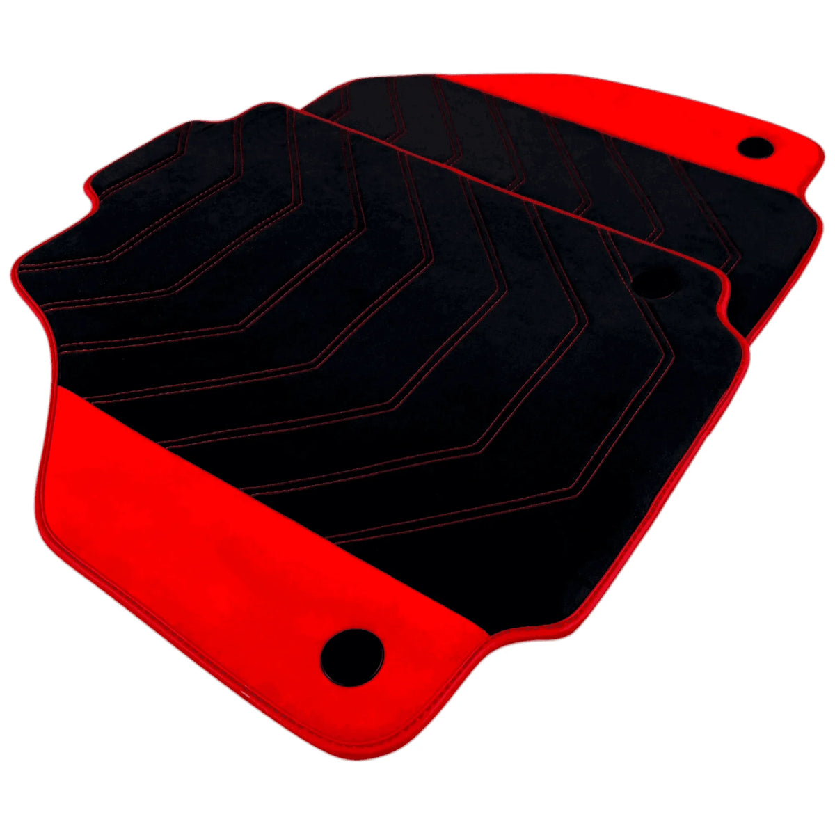 Black Alcantara Floor Mats for Ferrari 488 GTB (2016-2022) with Red Alcantara Accents