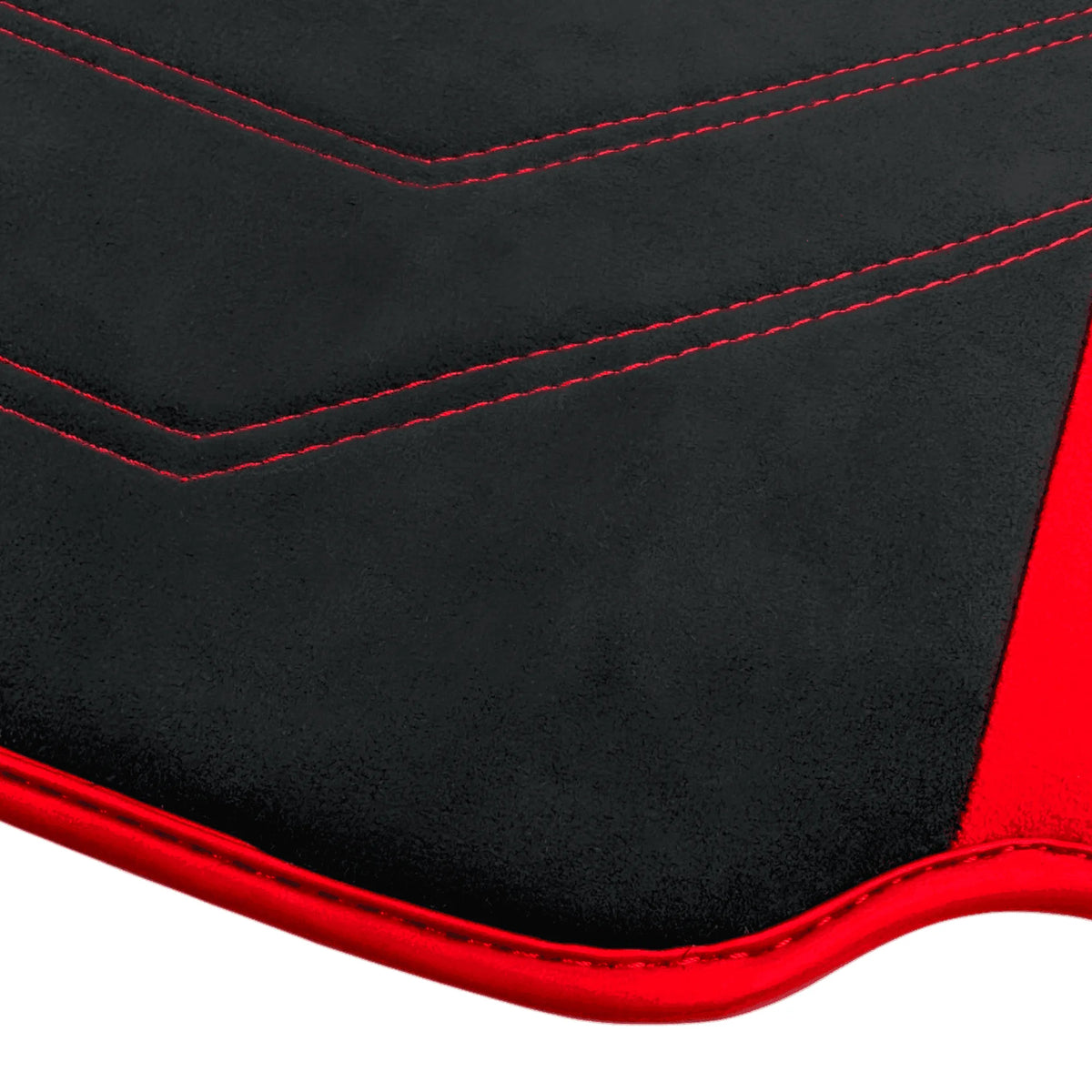 Black Alcantara Floor Mats for Ferrari 488 Spider (2016-2022) with Red Alcantara Accents