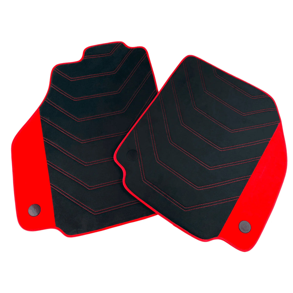 Black Alcantara Floor Mats for Ferrari 488 Spider (2016-2022) with Red Alcantara Accents