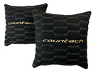 Black Alcantara Leather Pillows Countach Set of 2 Tan Sewing - AutoWin