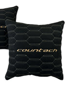 Black Alcantara Leather Pillows Countach Set of 2 Tan Sewing - AutoWin