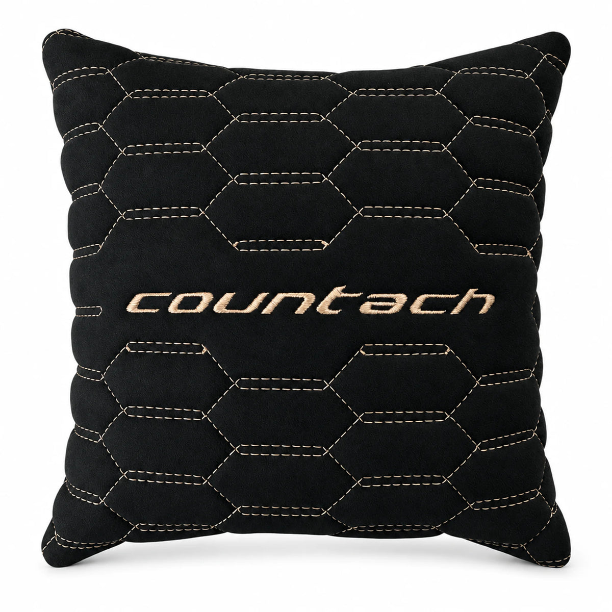 Black Alcantara Leather Pillows Countach Set of 2 Tan Sewing - AutoWin