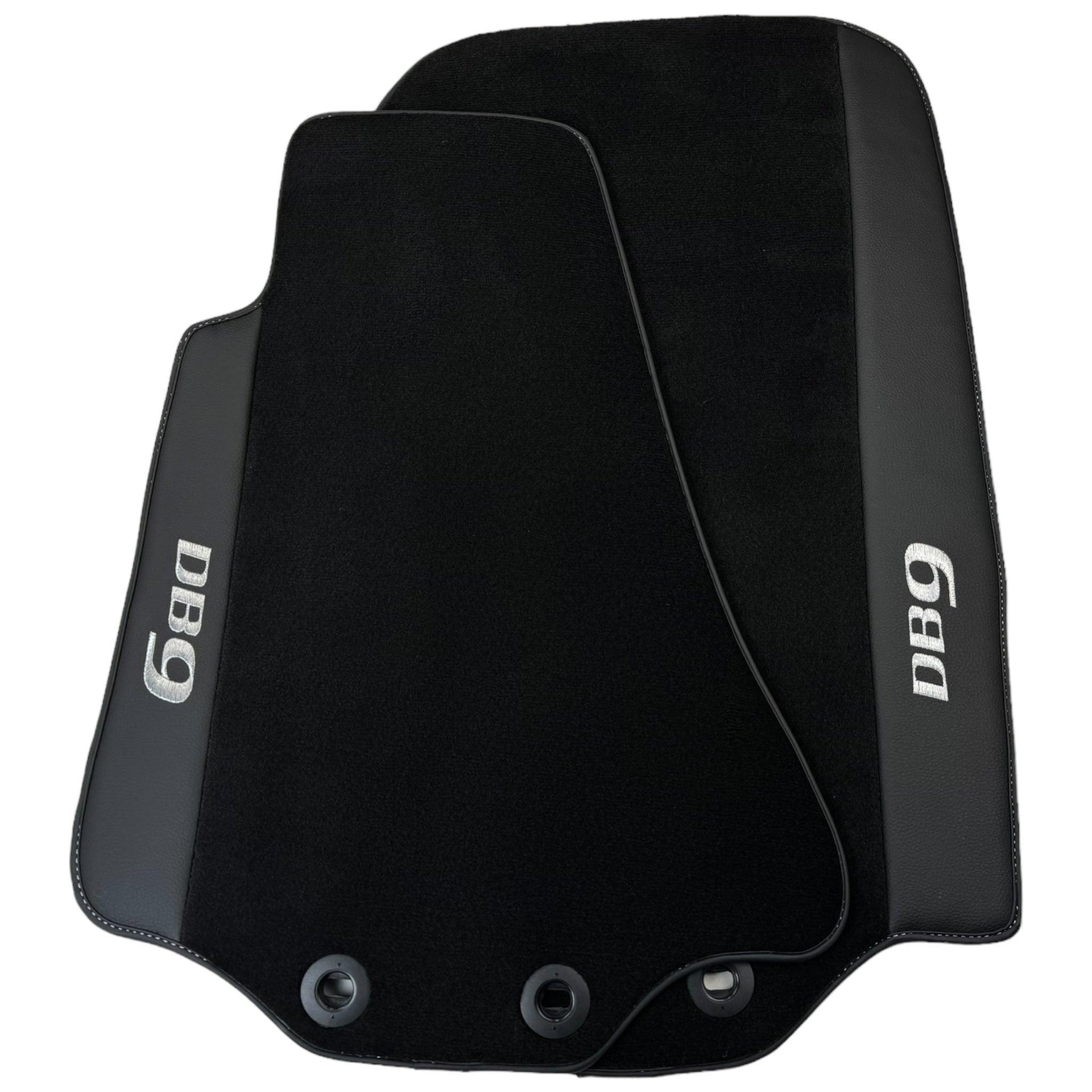 Black Floor Mats for Aston Martin DB9 (2004-2016) with Leather - AutoWin