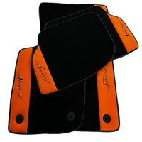 Black Floor Mats For Bentley Continental Continental GTC (2018-2023) with Orange Alcantara Leather - AutoWin