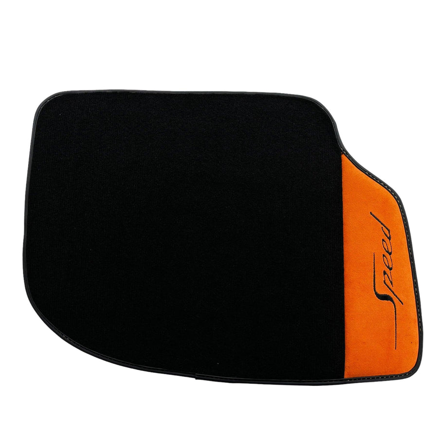 Black Floor Mats For Bentley Continental Continental GTC (2018-2023) with Orange Alcantara Leather - AutoWin