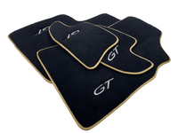 Black Floor Mats For Bentley Continental GT (2011–2018) With Gold Color Trim - AutoWin