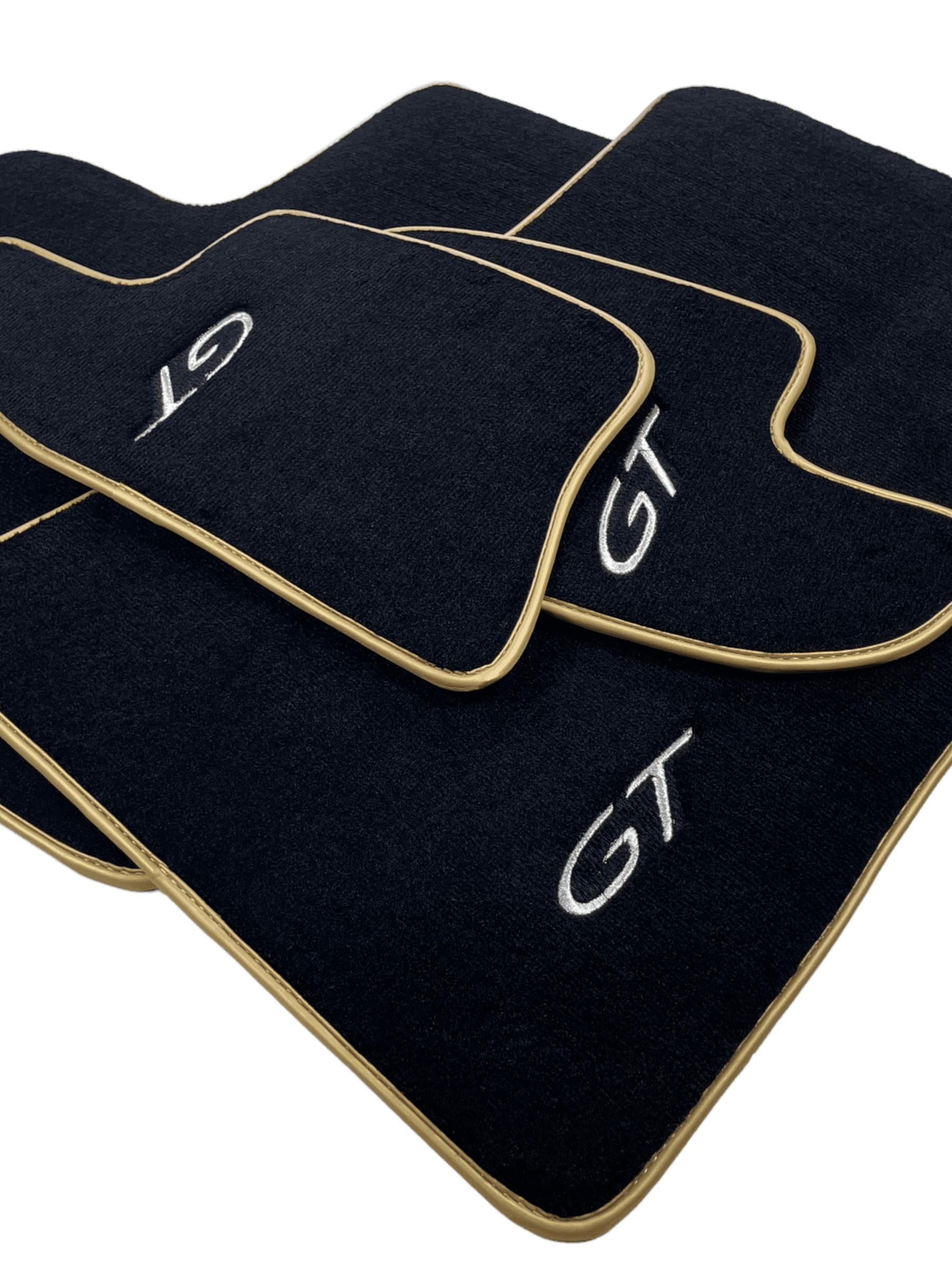 Black Floor Mats For Bentley Continental GT (2011–2018) With Gold Color Trim - AutoWin