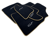 Black Floor Mats For Bentley Continental GT (2011–2018) With Gold Color Trim - AutoWin